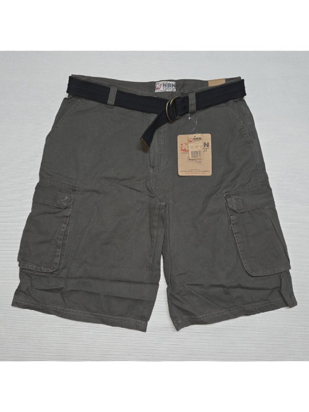 Men’s Size 36 NBN Gear Olive Green Loose Fit Belted Cargo Shorts. NWT